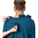 Top Assisted Dressing Open Back Long Sleeve Polo Shirt In Caribbean Blue - Image 2