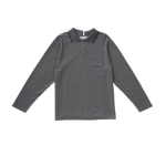 Top Assisted Dressing Open Back Long Sleeve Polo Shirt In Pewter