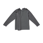 Top Assisted Dressing Open Back Long Sleeve Polo Shirt In Pewter - Image 2