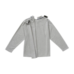 Top Assisted Dressing Open Back Long Sleeve Polo Shirt In Heather Grey - Image 2