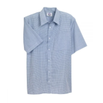 Top Self Dressing Magnet Close Short Sleeve Blue Collared Shirt