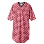 Sleepwear Assisted Dressing Open Back Poly-Cotton Hospital Gown In Red Tartan
