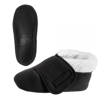 Screenshot 2022-04-19 10.07.28 AM (1) Footwear Self Dressing Diabetic Deep Wide Bootie Slippers In Black - Image 1