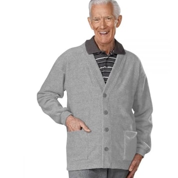 Screenshot 2022-04-21 10.33.52 AM Cardigan Assisted Dressing Adaptive Fleece Cardigan In Grey - Image 1