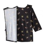 Top Assisted Dressing Open Back Faux Button Black Floral Blouse - Image 2