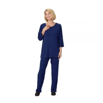 Screenshot 2022-04-29 9.22.02 AM Top Self Dressing Adaptive Post-Surgical Top With Snaps In Navy - Image 1