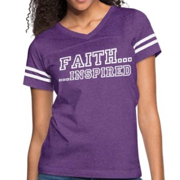 Short Sleeve T-Shirt "Faith Inspired " Graphic Vintage Sport Design In Vintage Purple White