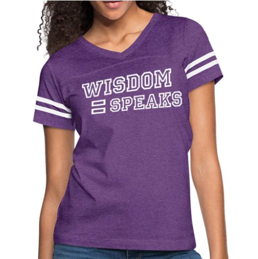 Screenshot (242) Short Sleeve T-Shirt "Wisdom Speaks " Graphic Vintage Sport Design In Vintage Purple White - Image 1