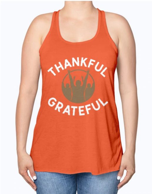 Screenshot (244) Tank Top Flowy Racerback Thankful Graphic In Coral - Image 1