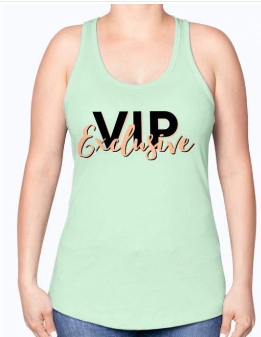 Screenshot (263) Tank Top Flowy "VIP Exclusive " Graphic Racerback In Mint - Image 1
