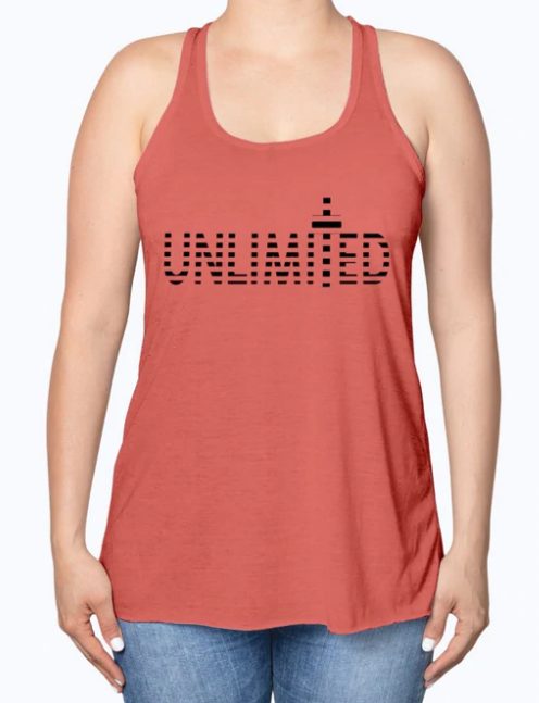 Screenshot (293) Tank Top Flowy Racerback "Unlimited "Graphic In Red - Image 1