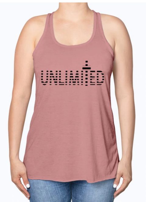 Screenshot (301) Tank Top Flowy Racerback "Unlimited "Graphic In Mauve - Image 1