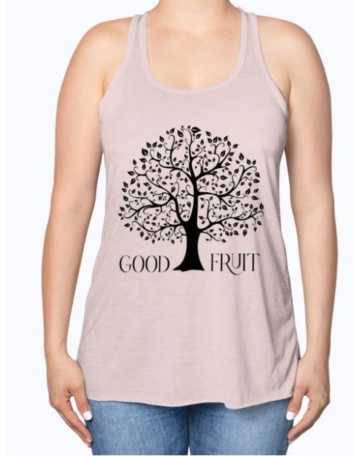 Screenshot (318) Tank Top Flowy Racerback "Good Fruit Flowy "Graphic In Soft Pink - Image 1