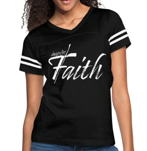 Screenshot (38) Short Sleeve T-Shirt "Inspire Faith Vintage" Graphic Vintage Sport Design In Black - Image 1