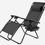 Outdoor Folding Zero Gravity Reclining Lounge Chair In Black