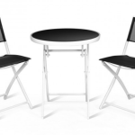3 Pieces Patio Folding Bistro Set for Balcony or Outdoor Space In Black