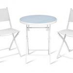 3 Pieces Patio Folding Bistro Set for Balcony or Outdoor Space In White