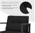 3 Pieces Cushioned Patio Rattan Set with Rocking Chair and Table In Black - Image 3