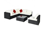 7-Piece Outdoor Wicker Patio Sofa Set with 2 Pillows and Cushions In White - Image 2