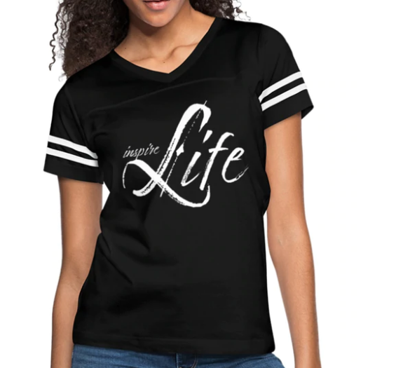 Screenshot (73) Short Sleeve T-Shirt "Inspire Life" Graphic Vintage Sport Design In Black White - Image 1