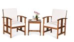 3 Pieces Solid Wood Outdoor Patio Sofa Furniture Set - Image 3