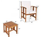 3 Pieces Solid Wood Outdoor Patio Sofa Furniture Set - Image 4
