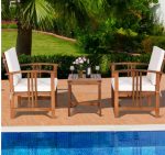 3 Pieces Solid Wood Outdoor Patio Sofa Furniture Set - Image 5