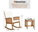 2 Pieces Acacia Wood Patio Rocking Chair Table Set - Image 4