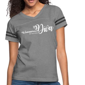 Short Sleeve T-Shirt "Wonderfully Created Diva " Graphic Vintage Sport Design In Heather Gray Charcoal