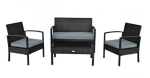 4 Pieces Patio Rattan Cushioned Furniture Set with Loveseat and Table In Black