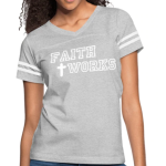 Short Sleeve T-Shirt "Faith Works" Graphic Vintage Sport Design In Heather Gray White