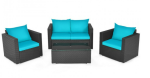 4 Pieces Patio Rattan Cushioned Furniture Set - Image 2