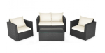 4 Pieces Patio Rattan Cushioned Furniture Set In White - Image 2