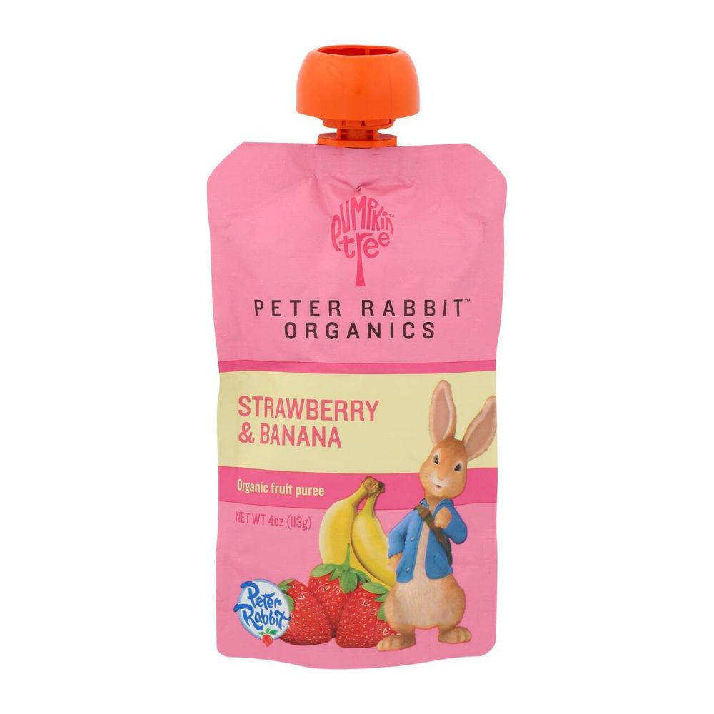 Baby Food 10pk Peter Rabbit Organics Strawberry Banana Flavor 4.4oz Pouches - Image 1