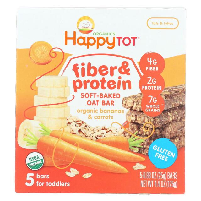 00819573013047_front__12207.1571082947 Baby Snacks 5pk Stage 4 Happy Tot Fiber & Protein Soft Baked Oat Bars Apple Peach Pumpkin Banana & Cinamon Flavor - Image 1