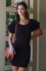 Mini Dress Bodycon Balloon Sleeve Design In Black