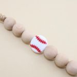 Pacifier Clips Wood Silicone Baseball Design