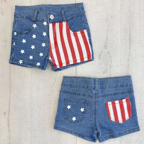 Screenshot 2022-06-02 2.38.04 PM Girls Shorts Stars & Stripes Denim - Image 1