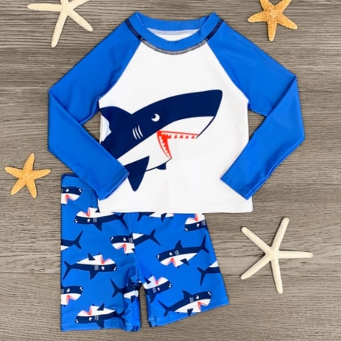 Screenshot 2022-06-08 6.56.51 AM Boys Swimsuit Set Happy Shark Design - Image 1