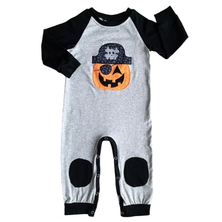 Screenshot 2022-06-10 11.27.07 PM Baby Romper Long Sleeve Halloween Pirate Jack-O-Lantern - Image 1