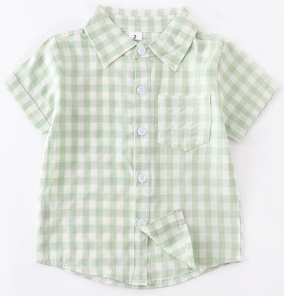 Screenshot 2022-06-12 1.59.08 PM Boys Top Button-Down Mint Plaid - Image 1