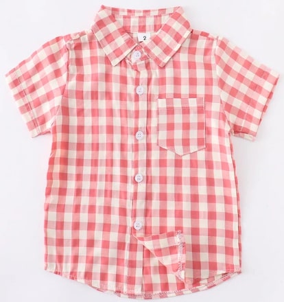 Screenshot 2022-06-12 1.59.30 PM Boys Top Button-Down Red Plaid - Image 1