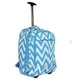 Rolling Laptop Backpack Chevron Design In Teal Blue