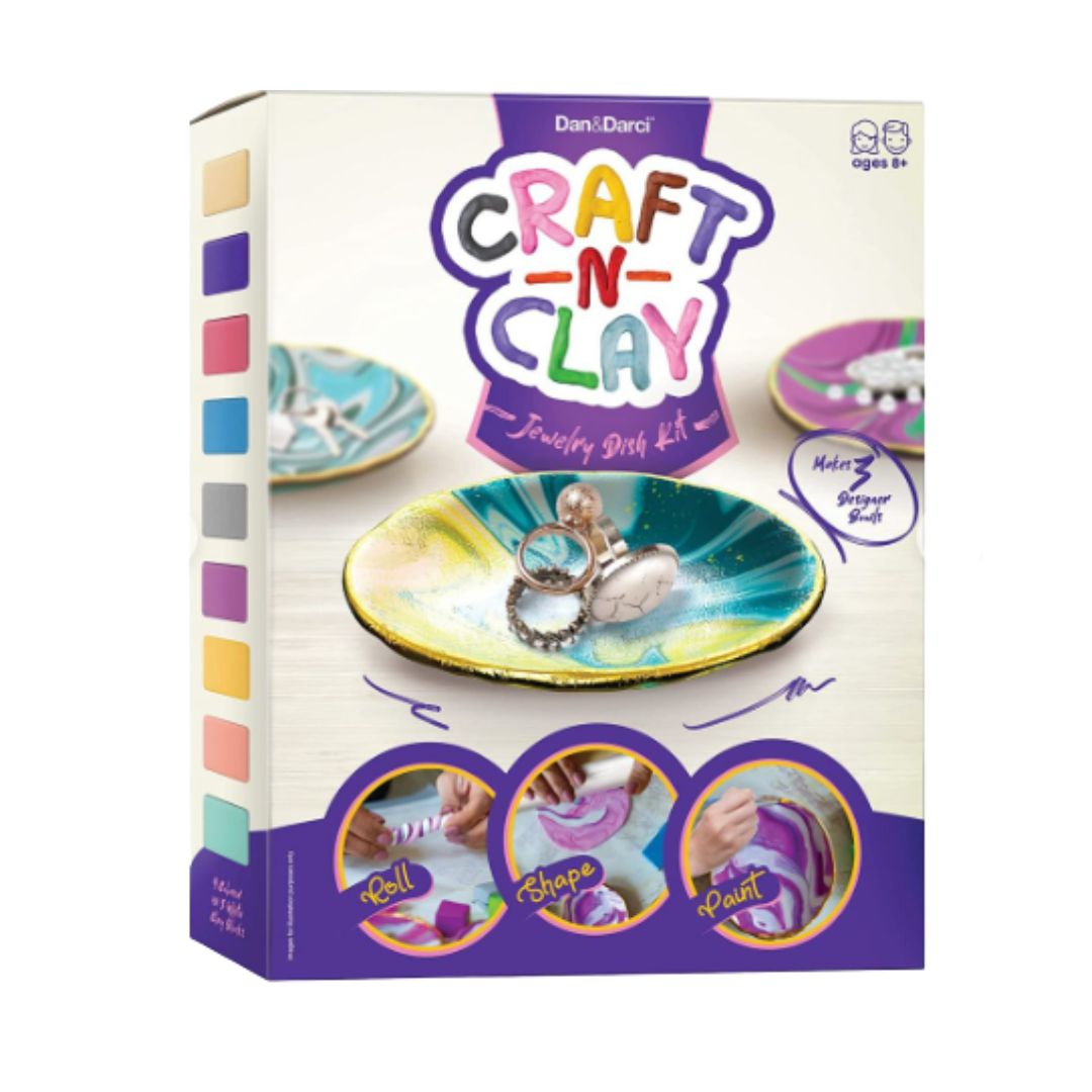 Untitled design - 2022-07-19T113642.583 Craft 'n Clay Jewelry Dish Making Kit for Kids - Image 1