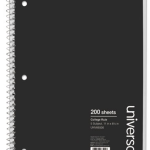 Spiral Notebook College Ruled 5 Subject 8.5 X 11- Universal Wirebound  Black Cover 200 Sheet Count 2pk
