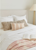 Handwoven Throw Pillow Textured Taupe 14x40