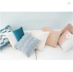 Handwoven Throw Pillow Blue Geometric Shapes & Fringe 15x24 - Image 5