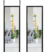Door Mirror Full Length Hanging Adjustable Hook Metal In Black - Image 3