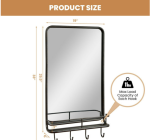 Hanging Mirror With Shelf Hooks Sturdy Metal Frame - Image 3
