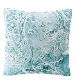 Linen Throw Pillow Marbled Turquoise 20x20 - Image 2